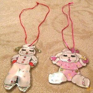 RARE 1993 Shari Lewis Lamb Chop & Friends Hair Band Ponytail Holder zipper pouch